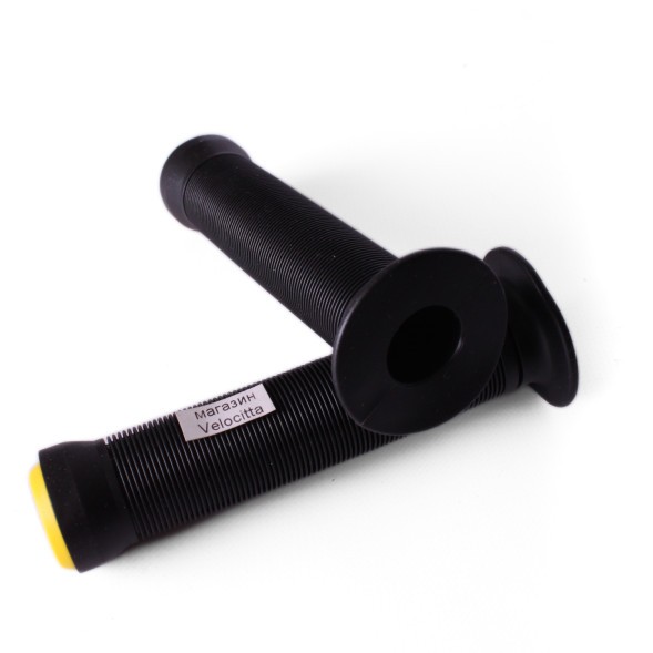 Грипсы для самоката Krf Rubber, 155 мм, черный/ желтый