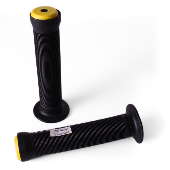 Грипсы для самоката Krf Rubber, 155 мм, черный/ желтый