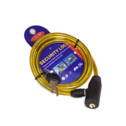 Противоугонный замок Lock ZX2102-8100YE, 8х1000 мм, трос стальной, с ключами, в оболочке пластиковой, yellow