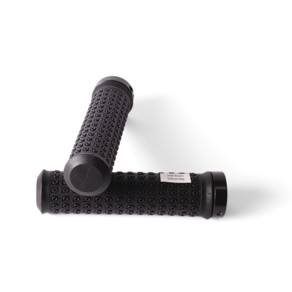 Грипсы велосипедные, 130 мм, торцевой фиксатор, алюм. зажим, черный