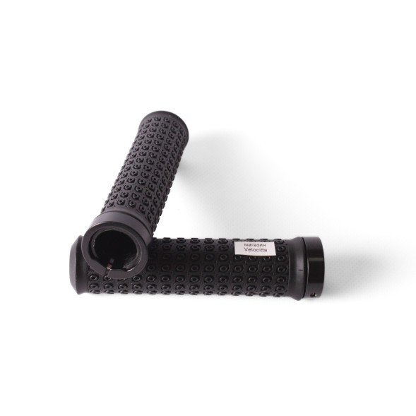 Грипсы велосипедные, 130 мм, торцевой фиксатор, алюм. зажим, черный