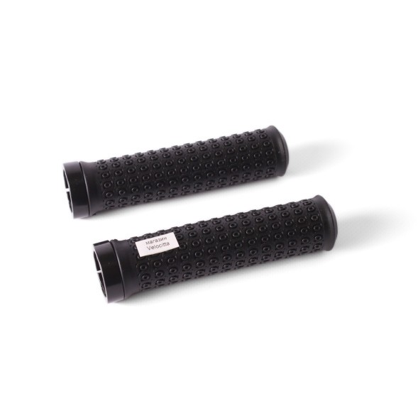 Грипсы велосипедные, 130 мм, торцевой фиксатор, алюм. зажим, черный