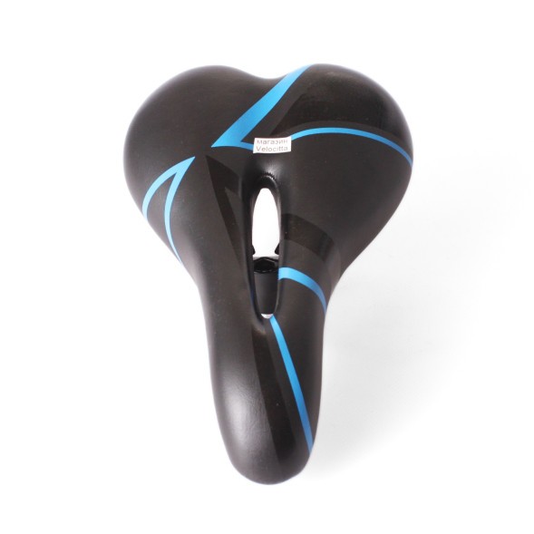 Седло велосипедное, скоростное, 170x265 мм, с отверстием, без пружин, с замком, черно-синий