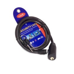 Велозамок Lock ZX2102-8100BK, с ключами, 8х1000 мм,трос стальной, в оболочке, блистер