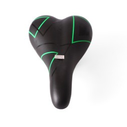 Седло велосипедное, скоростное, 165x265 мм, без пружин, с замком, черно-зеленый