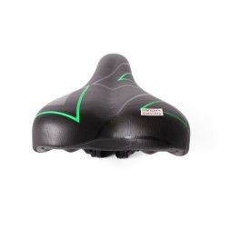 Седло велосипедное, скоростное, 165x265 мм, без пружин, с замком, черно-зеленый