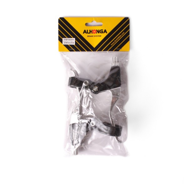 Тормозные ручки Alhonga HJ-3033ADV, левая+правая, алюминий, черно-серебро, в упаковке
