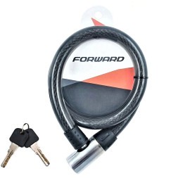 Замок велосипедный Forward ZX1104, 18х800 мм, тросовый, 2 ключа, черный