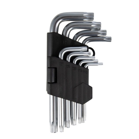Ключи шестигранные Torx Tamper, ключи TORX, Г-образные, 9 предм. (T10/T15/T20/T25/T27/T30/T40/T45/T50), блистер