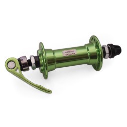 Велосипедная втулка Wang Zheng WZ-A201FQ green, передняя, ось 3/8"х100x108 мм, под V-br, на эксцентрике, 36 отверстий, алюминиевая, б/уп.
