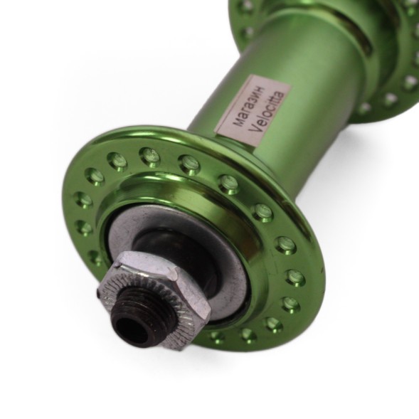 Велосипедная втулка Wang Zheng WZ-A201FQ green, передняя, ось 3/8&amp;quot;х100x108 мм, под V-br, на эксцентрике, 36 отверстий, алюминиевая, б/уп.