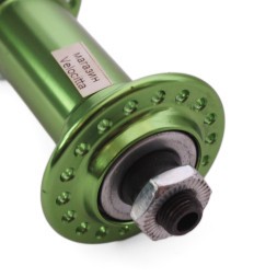 Велосипедная втулка Wang Zheng WZ-A201FQ green, передняя, ось 3/8"х100x108 мм, под V-br, на эксцентрике, 36 отверстий, алюминиевая, б/уп.