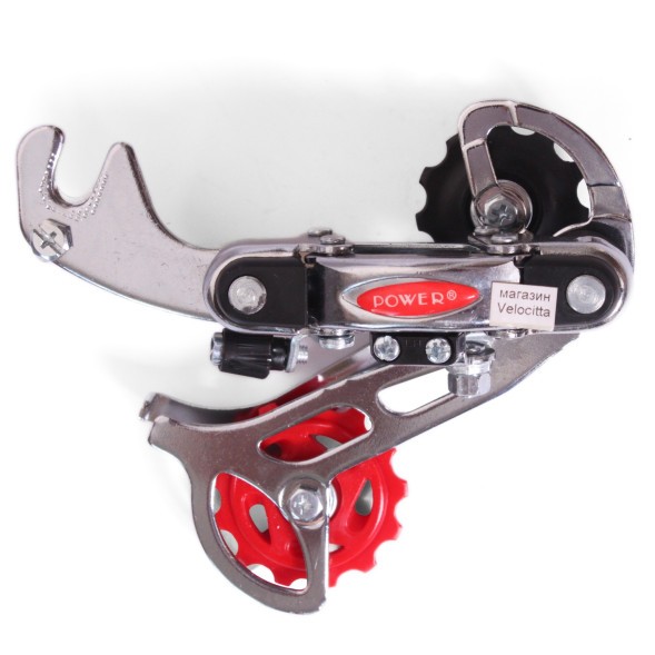 Переключатель задний Power RD50-B-Chrome, 6-7 speed, крепление на ось, 43T, длинная лапка, без уп.