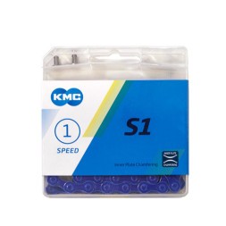 Цепь KMC S1 CH-Z-S1-1-BL, для 1 скорости, 1/2"х1/8", 112 звеньев, пин 8.7 мм, с замком, Blue