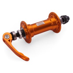 Втулка передняя Wang Zheng WZ-A201FQ golden, под V-br, на эксцентрике, 36 отверстий, алюминиевая, ось 3/8"х100x108 мм, золотистая