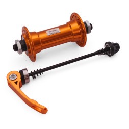 Втулка передняя Wang Zheng WZ-A201FQ golden, под V-br, на эксцентрике, 36 отверстий, алюминиевая, ось 3/8"х100x108 мм, золотистая