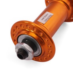 Втулка передняя Wang Zheng WZ-A201FQ golden, под V-br, на эксцентрике, 36 отверстий, алюминиевая, ось 3/8"х100x108 мм, золотистая