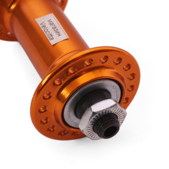 Втулка передняя Wang Zheng WZ-A201FQ golden, под V-br, на эксцентрике, 36 отверстий, алюминиевая, ось 3/8&amp;quot;х100x108 мм, золотистая