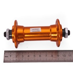 Втулка передняя Wang Zheng WZ-A201FQ golden, под V-br, на эксцентрике, 36 отверстий, алюминиевая, ось 3/8"х100x108 мм, золотистая
