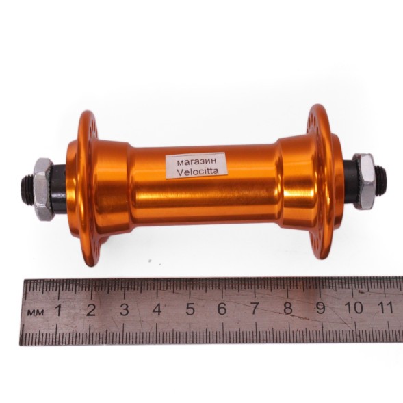 Втулка передняя Wang Zheng WZ-A201FQ golden, под V-br, на эксцентрике, 36 отверстий, алюминиевая, ось 3/8&amp;quot;х100x108 мм, золотистая