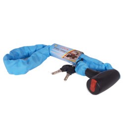 Замок противоугонный Lock ZH003-6100BL, цепь, с ключами, 6×1000 мм, в тканевой оплетке, Blue