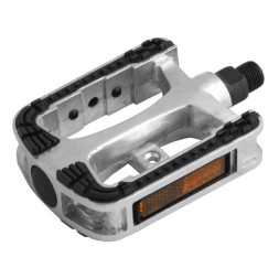 Педали велосипедные Wellgo LU-994, ось 9/16&amp;quot;, алюминиевые, со светоотражателями, чёрно-серебристые