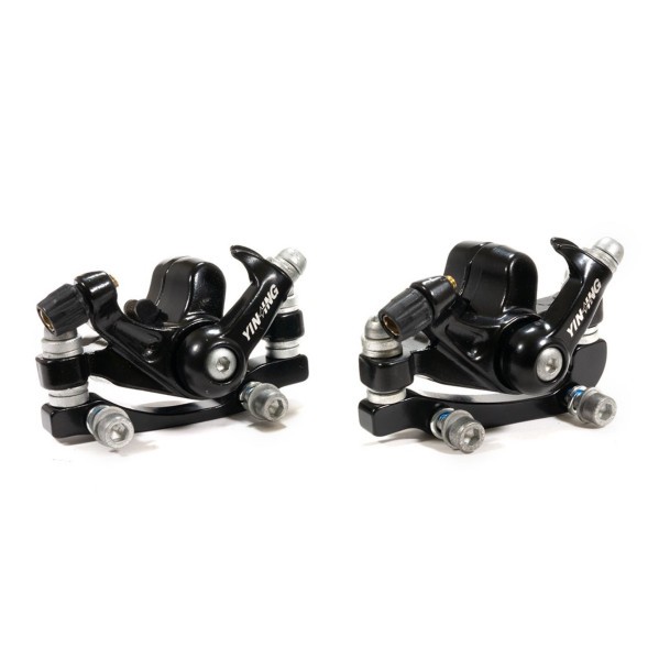 Калипер Yinxiang YX-DB02(2), для дискового тормоза, передний/задний, механический, с адаптерами IS F203/R180, торг. уп.