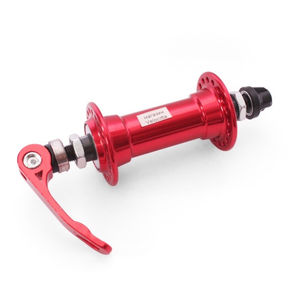 Втулка передняя Wang Zheng WZ-A201FQ red, ось 3/8&amp;quot;х100x108 мм, ALU, под V-br, на эксцентрике, 36 отверстий, торг. уп.