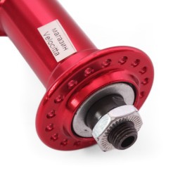 Втулка передняя Wang Zheng WZ-A201FQ red, ось 3/8"х100x108 мм, ALU, под V-br, на эксцентрике, 36 отверстий, торг. уп.