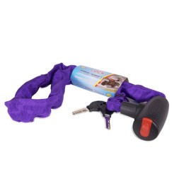 Велосипедный замок ZH003-6100PU, цепь, 2 ключа, 6×1000 мм, в тканевой оплетке, фиолетовый