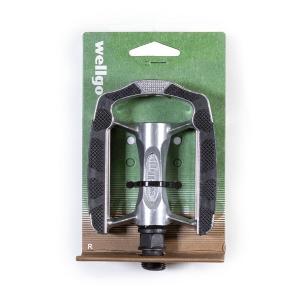 Педали алюминиевые Wellgo C169DU, City, с эластомерными накладками, 105x80x27 мм, резьба 9/16&amp;quot;, DU подшипники, черно-серебристые