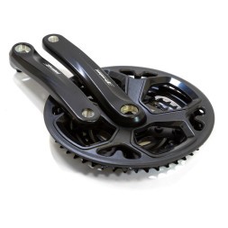 Шатуны-система Prowheel TY-CM02-10860, 3 скорости, 28/38/48T зубев, 1/2"х3/32", стальной с защитой, 170 мм, алюминий, резьба 9/16", под квадрат, Black