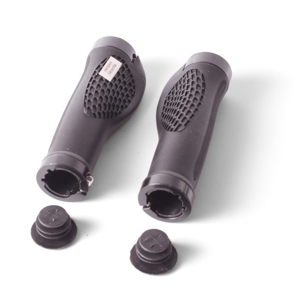 Ручки на руль для велосипеда H-G 127, длина 130 мм, эргономические, с зажимами, 2 грипстопа, черные