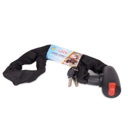 Велозамок Lock ZH003-6100BK, цепь, с ключами, 6×1000 мм, в тканевой оплетке, блистер
