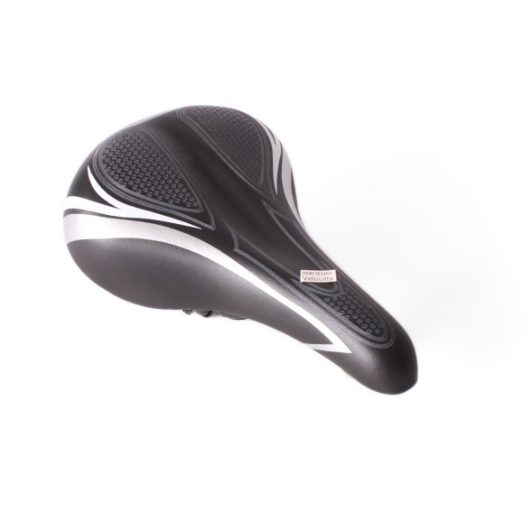 Седло велосипедное, без пружин, 170x260 мм, с замком, черно-серый