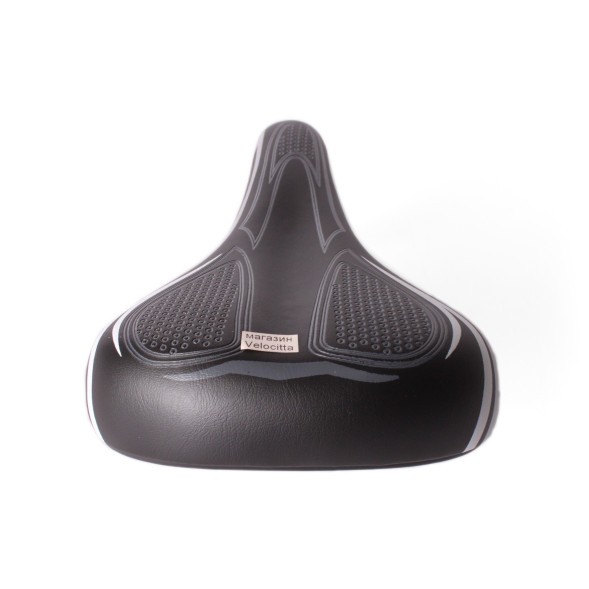 Седло велосипедное, без пружин, 170x260 мм, с замком, черно-серый
