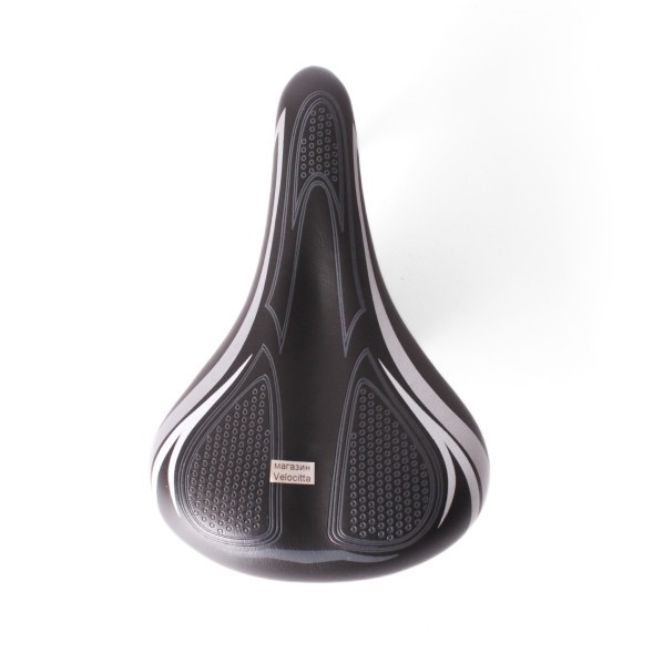 Седло велосипедное, без пружин, 170x260 мм, с замком, черно-серый