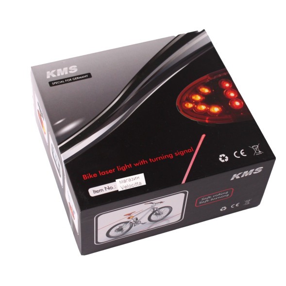 Поворотники, стоп KMS, с выносной пультом, 16 LED, 2 лазера, 2xAAA+2xCR2032