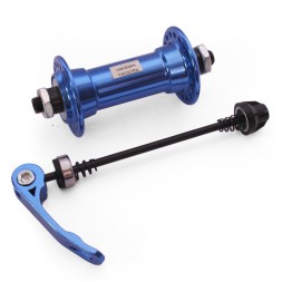 Втулка передняя Wang Zheng WZ-A201FQ blue, ось 3/8"х100x108 мм, алюминиевая, под V-brake, с эксцентриком, 36 отверстий, Box