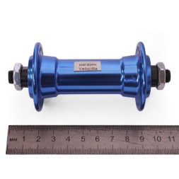 Втулка передняя Wang Zheng WZ-A201FQ blue, ось 3/8"х100x108 мм, алюминиевая, под V-brake, с эксцентриком, 36 отверстий, Box