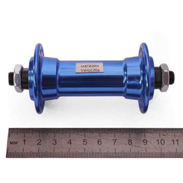 Втулка передняя Wang Zheng WZ-A201FQ blue, ось 3/8&amp;quot;х100x108 мм, алюминиевая, под V-brake, с эксцентриком, 36 отверстий, Box