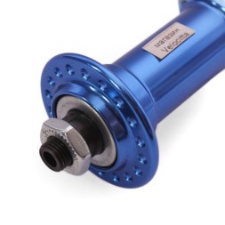 Втулка передняя Wang Zheng WZ-A201FQ blue, ось 3/8"х100x108 мм, алюминиевая, под V-brake, с эксцентриком, 36 отверстий, Box