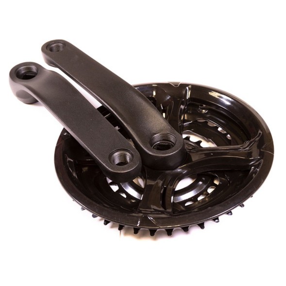 Система шатунов AL02-S2442FG-15 (10038), 3 speed, алюминиевые шатуны 170 мм, 1/2&amp;quot;х3/32&amp;quot;, 24/34/42T зубья, с защитой, стальной, резьба 9/16&amp;quot;, под квадрат, Черный