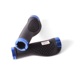 Грипсы велосипедные H-G 127, длина 130 мм, анатомические, торцевой фиксатор, с зажимами, синие