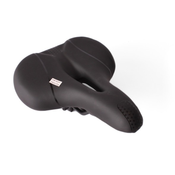 Седло велосипедное Saddle HF-AZ-8001, 205x260 мм, широкое, с отверстием, без пружин, с замком и ручкой, черный