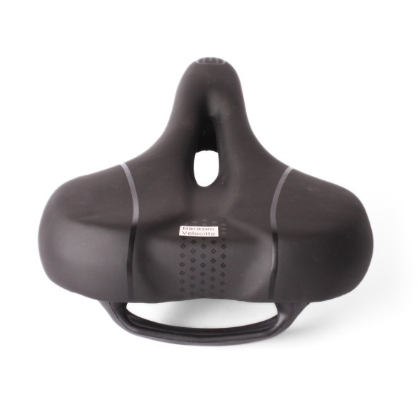 Седло велосипедное Saddle HF-AZ-8001, 205x260 мм, широкое, с отверстием, без пружин, с замком и ручкой, черный