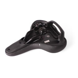 Седло велосипедное Saddle HF-AZ-8001, 205x260 мм, широкое, с отверстием, без пружин, с замком и ручкой, черный