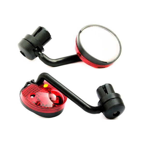 Зеркало заднего вида Jing Yi JY-5, с фонариком, мигалкой, торг. уп.