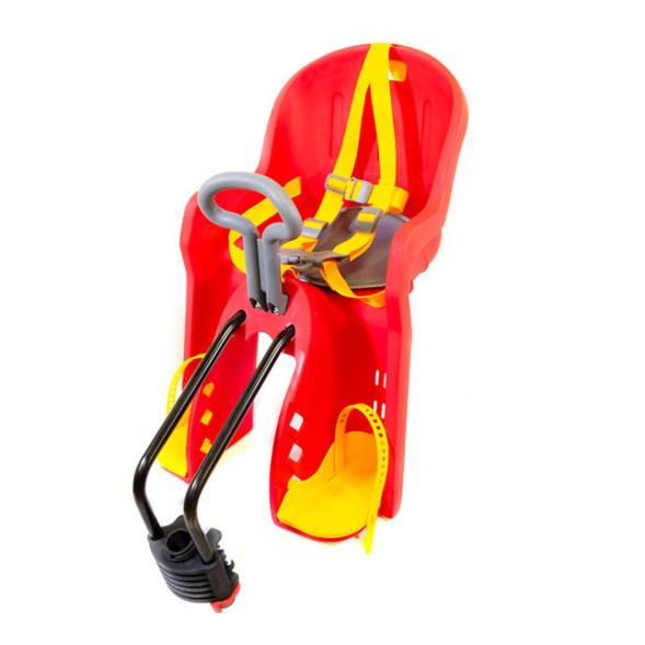 Детское велокресло New Vision BQ-10-0-R, передее, креп. за подсед.трубу, max 15 кг, разворот вперёд-назад, рег.ног, рук-ка для ребёнка, фикс.ремня 5 точек, Red