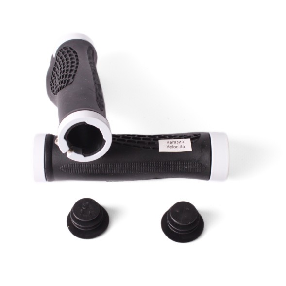 Грипсы велосипедные H-G 127, эргономические, L:130 мм, с торцевой защитой, с зажимами, белые